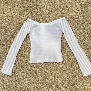 BDG Ribbed Striped Top - Light Blue & green
